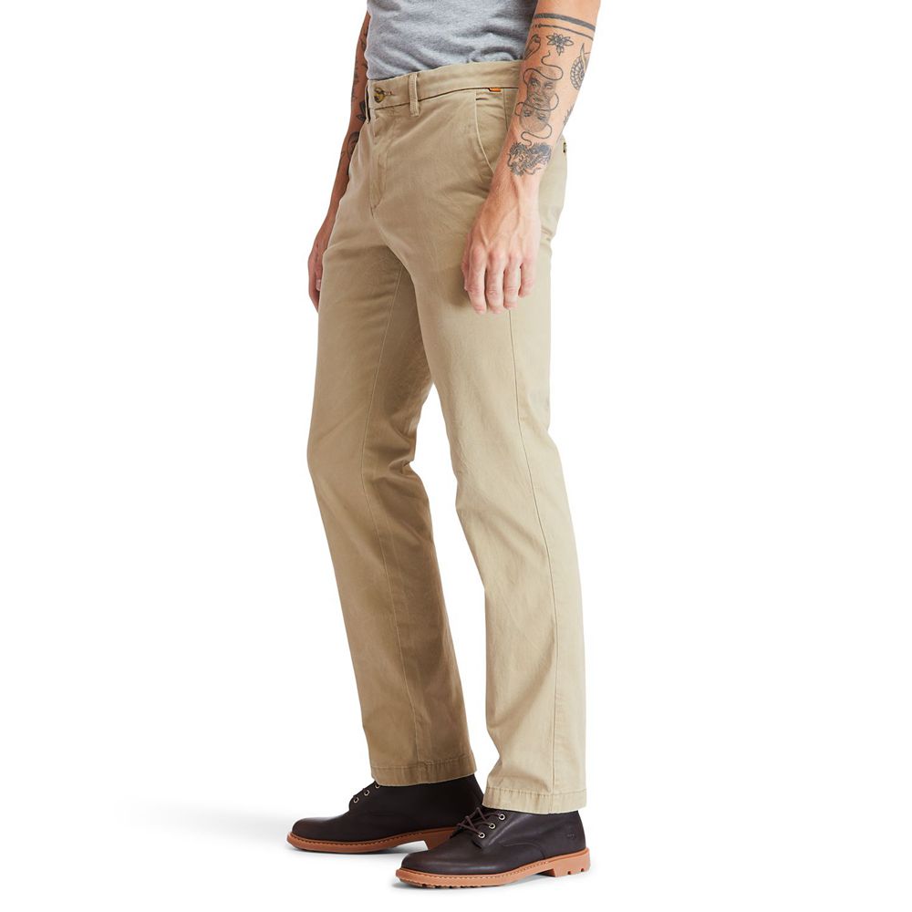 Timberland Παντελονια Ανδρικα Χακί - Squam Lake Stretch Chino - Greece 0917456-PM